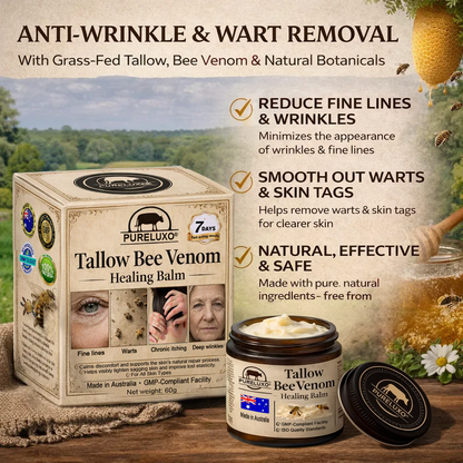 🇦🇺【70% OFF Wraps Up Today】Pureluxo® 🐄Tallow Bee Venom Healing Balm（Sorts Out Spots, Wrinkles & Knackered Skin — Steroid-Free）